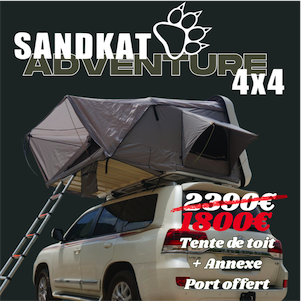 Sandkat4X4 PRIX CHOC TENTE DE TOIT SAHARA, ANNEXE ET FRAIS DE PORT OFFERTS