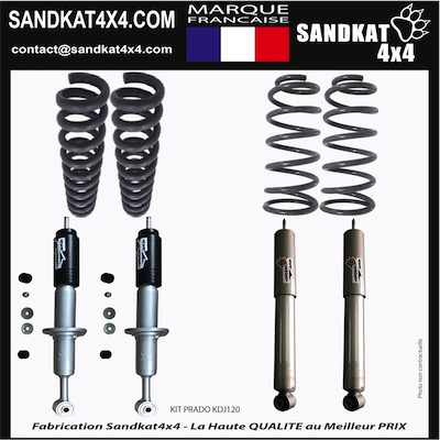 Sandkat4X4 | Kit Suspension Sandkat4x4 - Rehausse env. 5 cm - Toyota Prado 125 court - Charge +55kg/+180kg