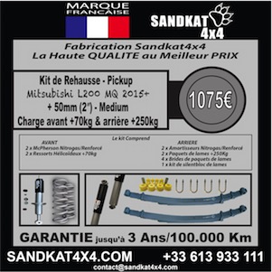 Sandkat4X4 Kit Suspension Sandkat4x4 - Medium - Rehausse env.50mm - Pickup  Mitsubishi L200 MQ 2015+